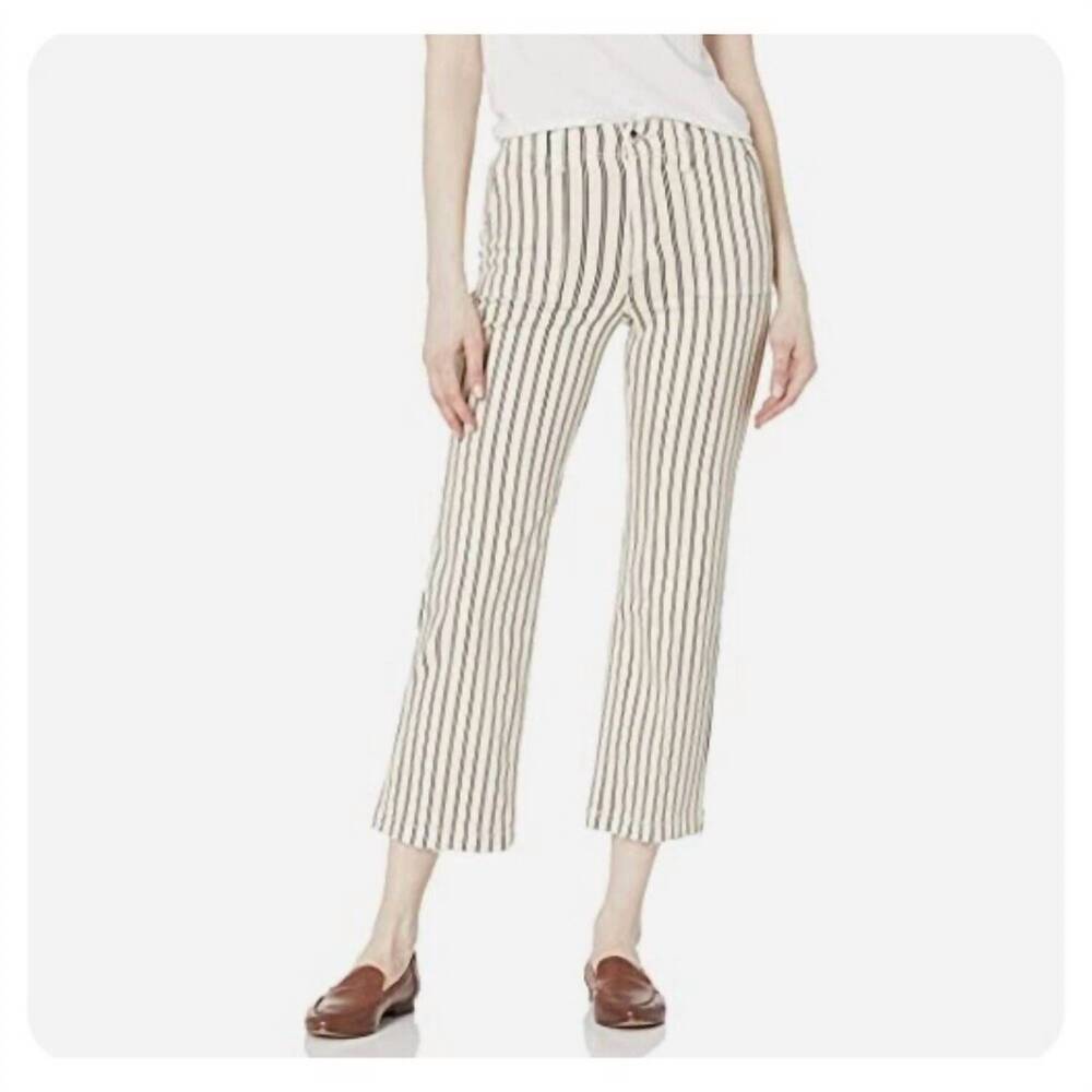 NEW SAM EDELMAN chelsea high rise wide leg crop pants in indigo/ cream